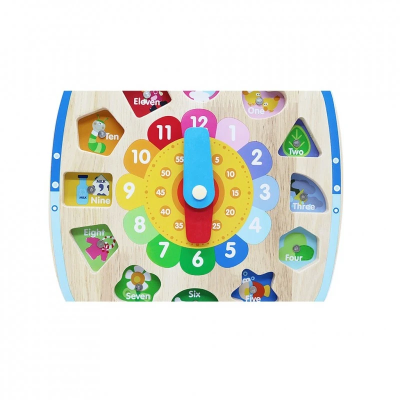 Образователен дървен часовник Pino, с магнитни геометрични фигурки за сортиране